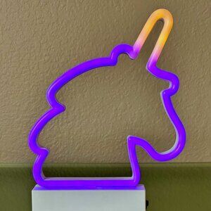 Children's Room Decor Shaped Purple Unicorn Neon LED Vibrant Night Light NIB